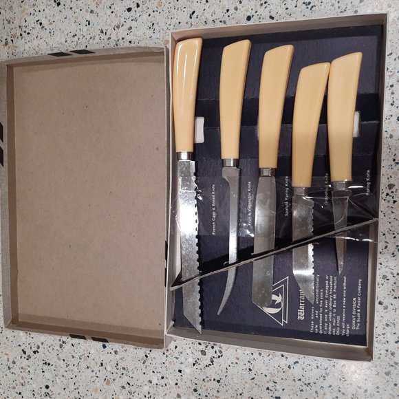 Vintage Quikut Stainless Steel Set of 5 Kitchen Knives. - Picture 1 of 4